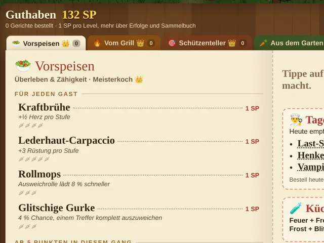 Les compétences en menu
